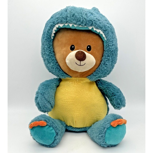 Spark Create Imagine Other - SPARK Create Imagine Teddy Bear w/Teal Blue Dino T-Rex Costume Plush Stuffed 18"